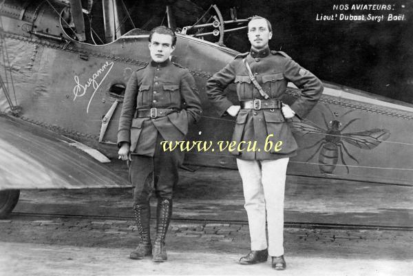 postkaart van Piloten Nos aviateurs:  Lieutenant Dubost et Sergent Boël