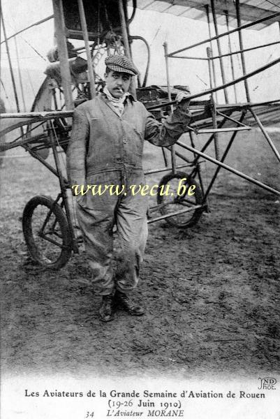 postkaart van Piloten Grande semaine d'aviation de Rouen. L'aviateur Morane