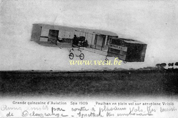postkaart van Vliegtuigen Spa - Paulhan en pelin vol sur aéroplane Voisin