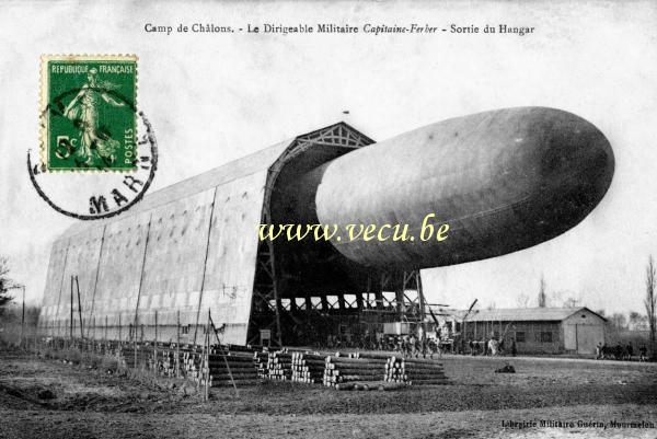 postkaart van Luchtschepen Le dirigeable militaire Capitaine Ferber - Sortie du hangar