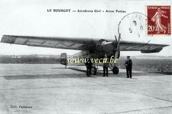 postkaart van Vliegtuigen Le Bourget - Aérodrome civil - Avion Fokker