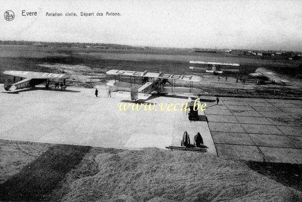 postkaart van Vliegvelden Evere - Aviation civile - Départ des Avions