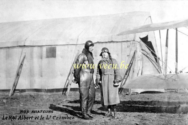 postkaart van Piloten Koning Albert I en Lt Crombez