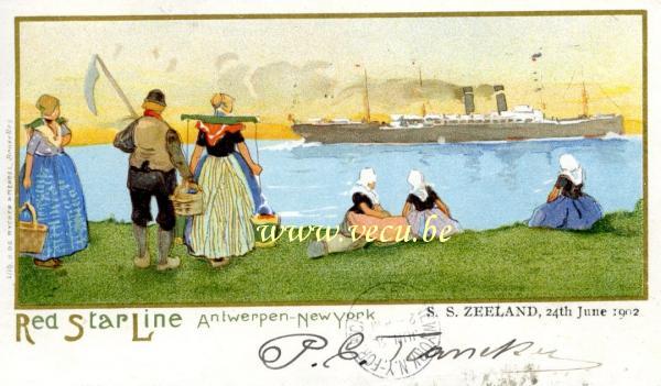 Opk van Paquebots Red Star Line Antwerpen - New York  S. S. Zeeland