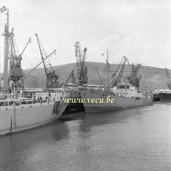 photo ancienne  de bateaux au Congo  Paquebots et cargo à quai