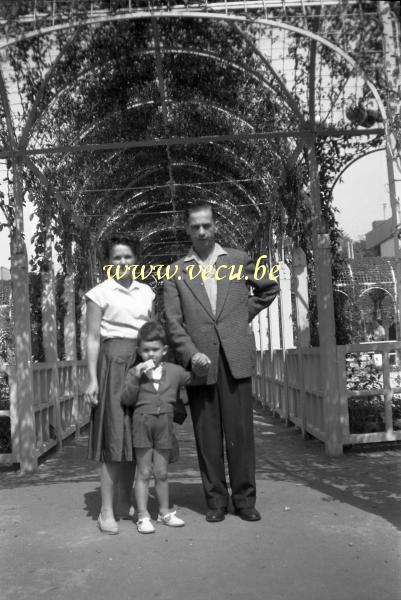 photo ancienne  de l'expo 58  Pose photo dans le jardin des quatre saisons -section Belge