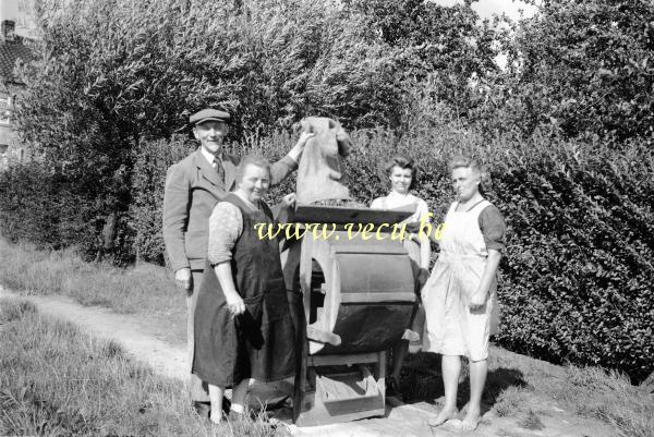 photo ancienne  de métiers de l'agriculture et de l'élevage  Tarare ou Vannoir à grain. Sert à séparer les grains de blé des épis.