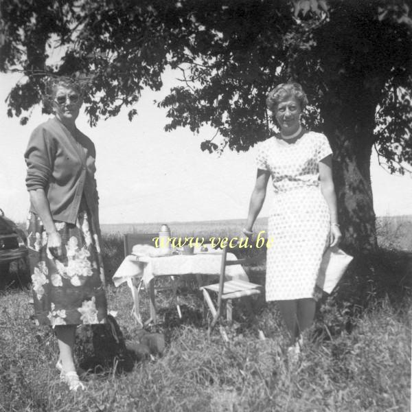 Photo ancienne  de pique-nique à la campagne  