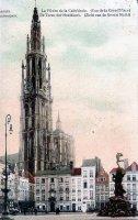 carte postale de Anvers La Flèche de la Cathédrale et grand'Place
