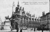 carte postale de Anvers Banque Nationale et statue Léopold Ier