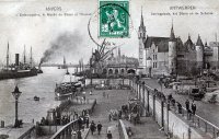 carte postale de Anvers L'Embarcadère, le Musée du Steen et l'Escaut