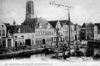 carte postale ancienne de Malines La Dyle et la Cathédrale