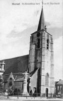 carte postale ancienne de Mortsel St-Benediktus kerk en H. Hartbeeld