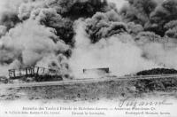 carte postale ancienne de Hoboken Incendie des tanks à pétrole de Hoboken - American Petroleum C°