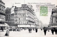 carte postale de Bruxelles Place de la Bourse et Boulevard Anspach