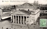 postkaart van Brussel Théatre Royal de la Monnaie et Eglise Ste Gudule