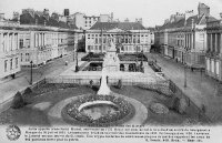 carte postale de Bruxelles Place des Martyrs et texte explicatif