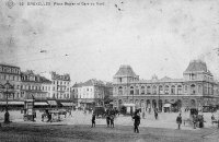 carte postale de Bruxelles Place Rogier et Gare du Nord