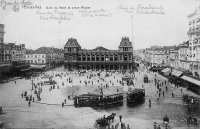 carte postale de Bruxelles Gare du Nord et place Rogier