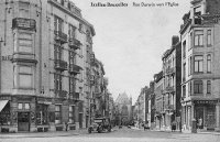 carte postale ancienne de Ixelles Rue Darwin vers l'Eglise