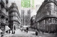 carte postale de Bruxelles La Rue et L'Eglise Ste Gudule