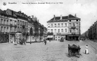 carte postale ancienne de Ixelles Place de la Couronne (monument Wiertz)et rue du Trône