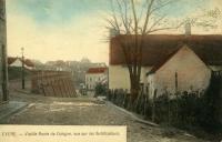 carte postale de Evere Vieille route de Cologne vue sur les fortifications. version colorisée