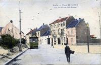 carte postale de Evere Place de Bavière. Le tram électrique 56 fût inauguré en 1905.