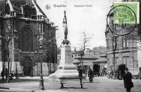 carte postale de Bruxelles Monument Ferrer - Place de la grue à l'arrière de l'église Sainte Catherine