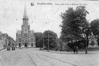 carte postale ancienne de Ixelles Eglise Sainte-Croix et Monument De Coster