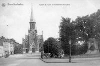 carte postale ancienne de Ixelles Eglise Ste-Croix et Monument De Coster