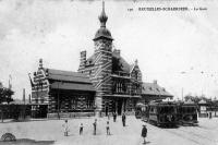 carte postale ancienne de Schaerbeek La Gare - Tram 3 et Tram 50