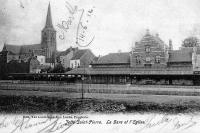 carte postale ancienne de Jette La gare et l'église