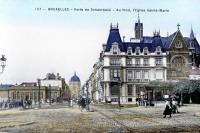 carte postale de Bruxelles Porte de Schaerbeek - Au fonf, l'église Sainte-Marie