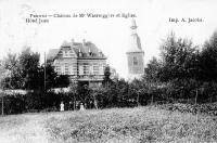 carte postale ancienne de Perwez Château de Mr Waerseggers et Eglise. Hôtel Jean