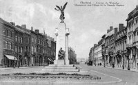 carte postale ancienne de Charleroi Avenue de Waterloo - monument aux hÃ©ros de la grande guerre