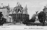 carte postale ancienne de Mons Ste Waudru et Square Dolez