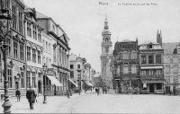 carte postale ancienne de Mons Le ThÃ©atre et la rue de Nimy