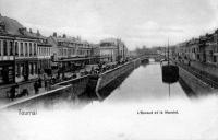 carte postale ancienne de Tournai L'Escaut et le MarchÃ©