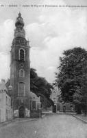 carte postale ancienne de Leuze-en-Hainaut Eglise St-Pierre et Pensionnat de St-François de Sales