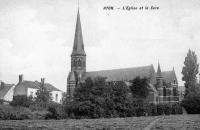 carte postale ancienne de Hyon L'église et la cure