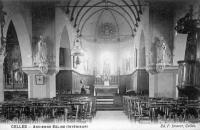 carte postale ancienne de Celles-en-Hainaut Ancienne église - intérieur