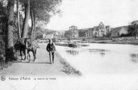 carte postale ancienne de Thuin Abbaye d'Aulne - Le chemin de halage