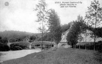 carte postale ancienne de Hamoir Sy - Roche blanche et pont sur l'Ourthe