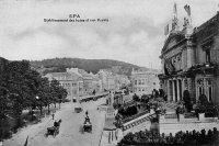 carte postale ancienne de Spa Etablissement des bains et rue Royale