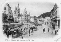 carte postale ancienne de Spa L'église et le Pouhon