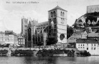 carte postale ancienne de Huy La colégiale et Li Rondia