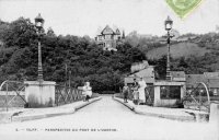 carte postale ancienne de Tilff Perspective du pont de l'Ourthe