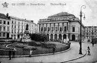 carte postale de Liège Statue Grétry  et Théatre Royal