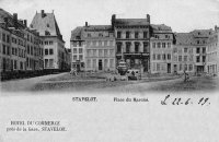 carte postale ancienne de Stavelot Place du Marché - Hôtel du Commerce